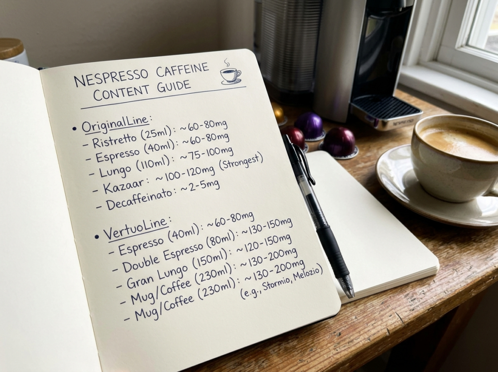 Nespresso Caffeine Content Guide | Chart | Vertuo & Original Pods